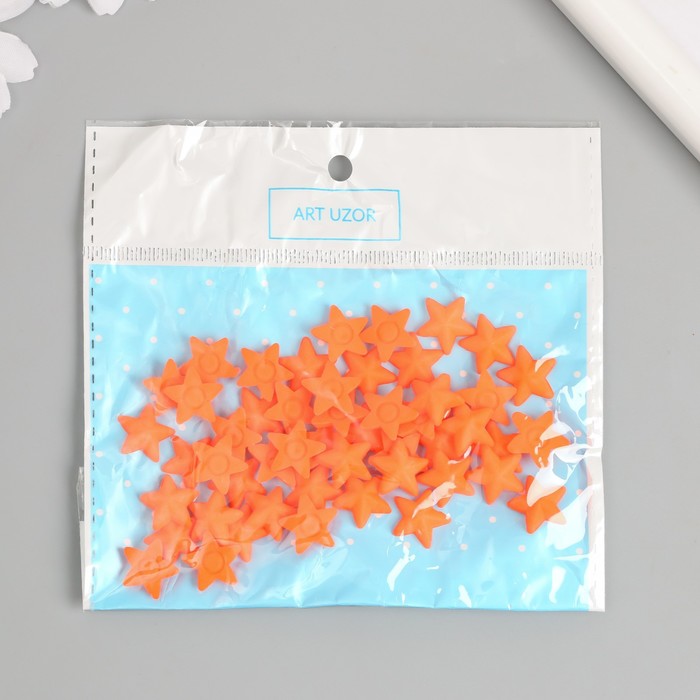 Декор для творчества пластик "Звёзды" неоновый оранжевый набор 50 шт 1,4х1,4 см - фото 1899131399