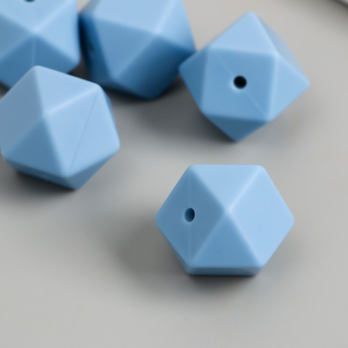 Бусина силикон "Многогранник" холодный голубой d=1,7 см - Фото 1
