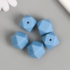 Бусина силикон "Многогранник" холодный голубой d=1,7 см - Фото 3