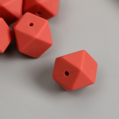 Бусина силикон "Многогранник" красно-коричневая d=1,7 см