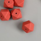 Бусина силикон "Многогранник" красно-коричневая d=1,7 см - Фото 2