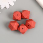 Бусина силикон "Многогранник" красно-коричневая d=1,7 см - Фото 3