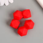 Бусина силикон "Многогранник" клубнично-красная d=1,7 см - Фото 3