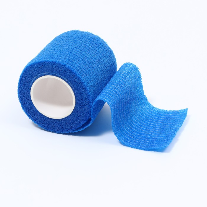 Бинт самофиксирующийся разрывной "Groomroom", 5 см х 4,5 м, цвет синий