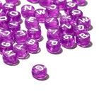 Бусина из акрила «Буквы английские» МИКС, 7×4 мм, набор 10 г, цвет прозрачно-фиолетовый - фото 7858773