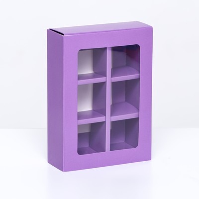 Коробка для 6 конфет, сиреневый, 13.7×9.85×3.86 см
