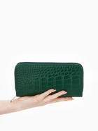 Кошелёк женский на молнии, 19.5×2.5×10 см, с текстурой, зелёный - Фото 3