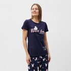 Комплект домашний женский (футболка/брюки), цвет тёмно-синий, размер 52 - фото 23449661