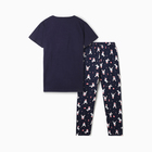 Комплект домашний женский (футболка/брюки), цвет тёмно-синий, размер 52 - фото 24598775