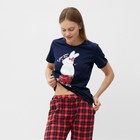 Комплект домашний женский (футболка/брюки), цвет синий, размер 46 - фото 23449667