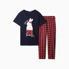 Пижама женская (футболка, брюки), размер 50, синяя 10131712