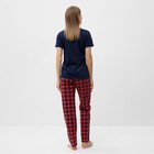 Комплект домашний женский (футболка/брюки), цвет синий, размер 52 - Фото 3