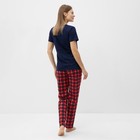 Комплект домашний женский (футболка/брюки), цвет синий, размер 52 - Фото 4