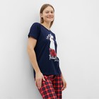 Комплект домашний женский (футболка/брюки), цвет синий, размер 52 - Фото 5
