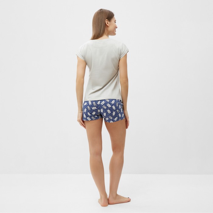 Комплект домашний женский (футболка/шорты), цвет светло-серый, размер 50