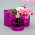 Набор коробок 2в1 круглые «Present», розовый металлик, 12 х 12, 15 х 15 см - фото 2271346