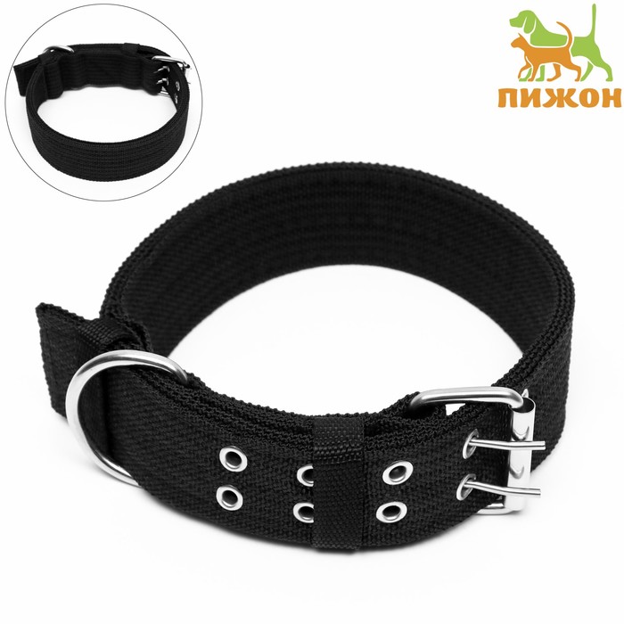 Ошейник четырехслойный, 64×4 см, ОШ 50-58 см, полиэстер, чёрный - Фото 1