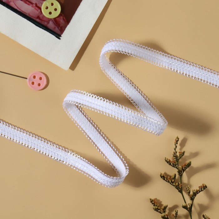 Резинка ажурная бельевая, 8 мм, 10±0.5 м, белая - Фото 1