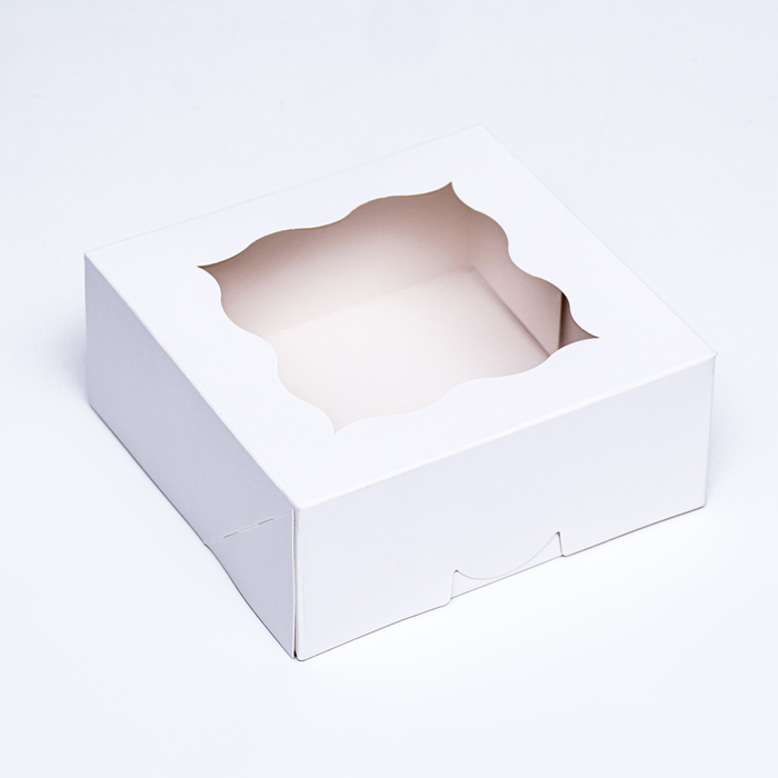 Коробка под бенто-торт с окном, белая,15 х 15,3 х 6,5