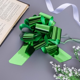 Подарочный бант-шар №5, для упаковки подарков, металлик зелёный