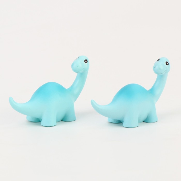 Миниатюра кукольная «Динозаврик», набор 2 шт., размер 1 шт. — 3,5 × 5 × 2 см, цвет голубой - фото 1907914212