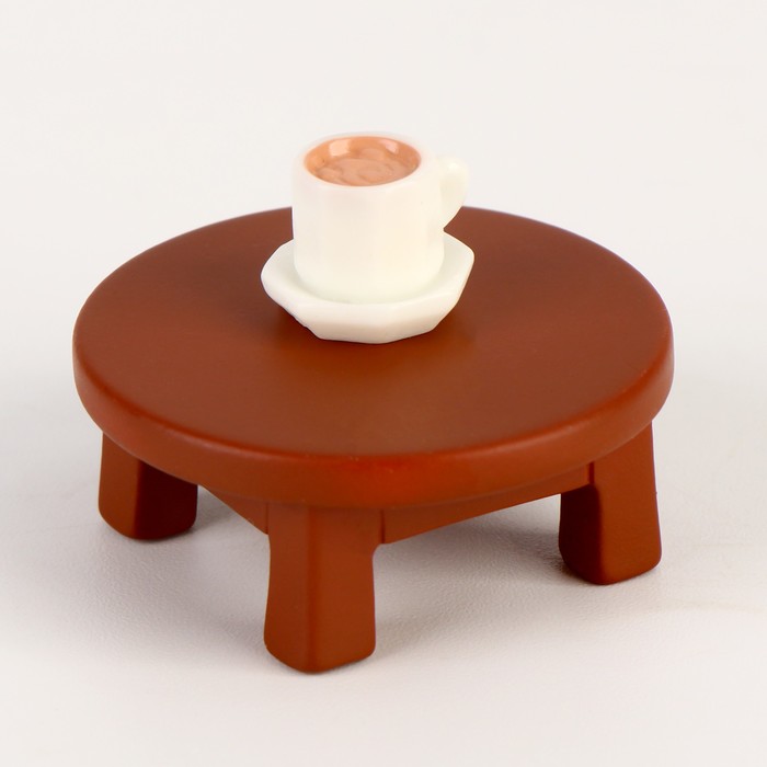 Миниатюра кукольная "Столик с чашкой", набор 2 шт, размер 1 шт 3,5*3,5*2,5 см