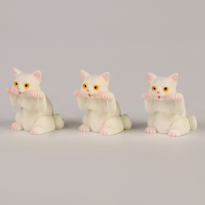 Миниатюра кукольная "Котик", набор 3 шт, размер 1 шт 2*2*3,5 см