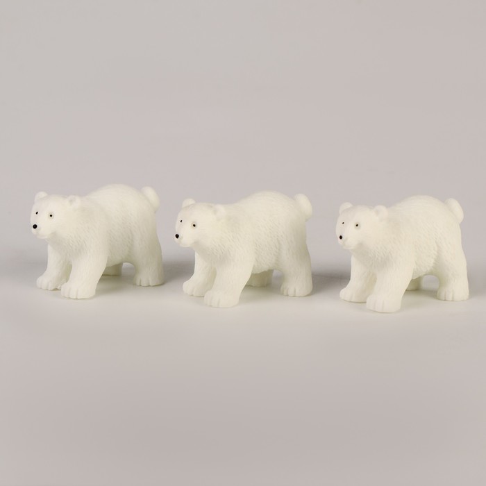 Миниатюра кукольная "Белый медведь", набор 3 шт, размер 1 шт 4*2*3 см