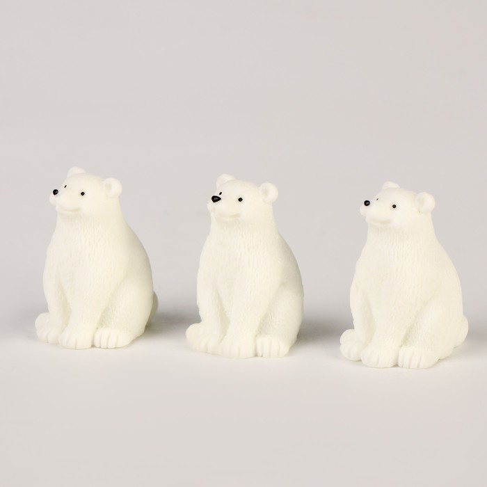 Миниатюра кукольная "Белый медведь", набор 3 шт, размер 1 шт 2*2*3 см