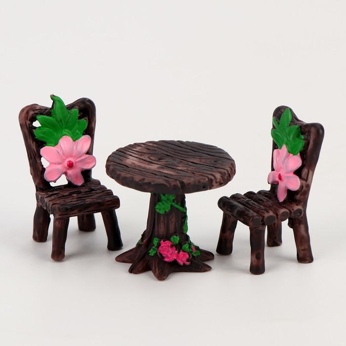 Миниатюра кукольная «Столик на двоих», набор: стол и 2 стула - Фото 1