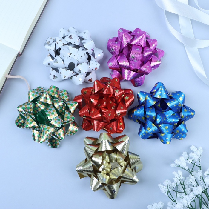 Подарочный Бант - звезда №10 «Звёзды», для упаковки подарков, набор 6 шт., МИКС - Фото 1