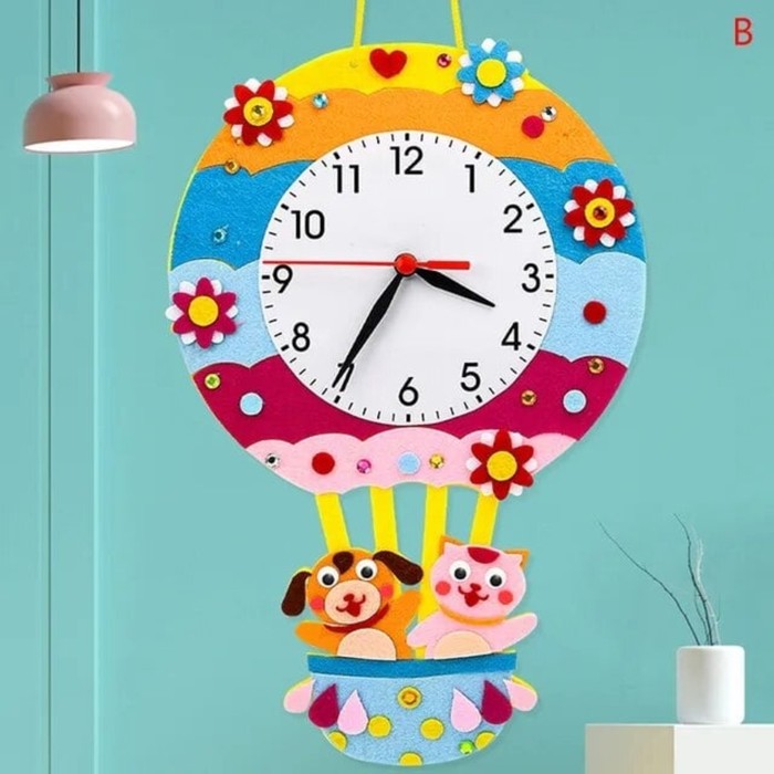Детские настенные часы DIY "Зверюшки" сделай сам, бесшумные, 22 х 29 см, АА - Фото 1