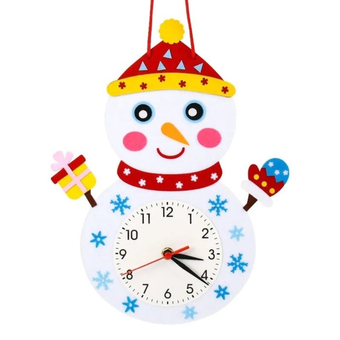 Детские настенные часы DIY "Снеговик" сделай сам, бесшумные, 22 х 29 см, АА - Фото 1