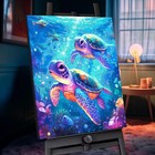 Картина по номерам с кристаллами из хрусталя «Морские черепахи» 26 цветов, 40 × 50 см - фото 320509676