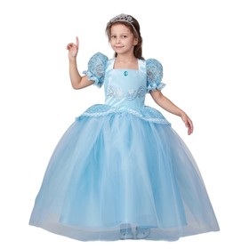 Карнавальный костюм «Принцесса Золушка», голубой, платье, диадема, рост 110–156 см