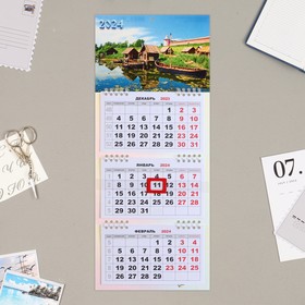 Календарь квартальный, мини-трио "Природа" 2024 год, 19х46 см