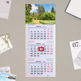 Календарь квартальный, мини-трио "Природа" 2024 год, 19х46 см