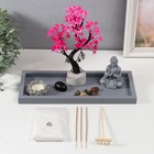 Японский сад камней настольный «Дзен. Будда медитирует у сакуры», со свечой, набор аксессуаров, 32×13×22 см - Фото 6