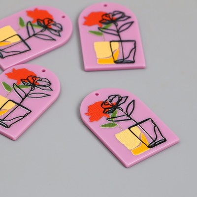 Декор для творчества акрил «Роза в стакане», 0.2×2.6×3.9 см