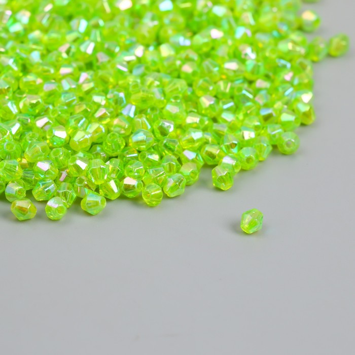Бусины для творчества пластик "Ромб-кристалл голография зелень" набор 20 гр 0,4х0,4 см - Фото 1