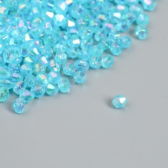 Бусины для творчества пластик "Ромб-кристалл голография голубой" набор 20 гр 0,4х0,4 см - Фото 1