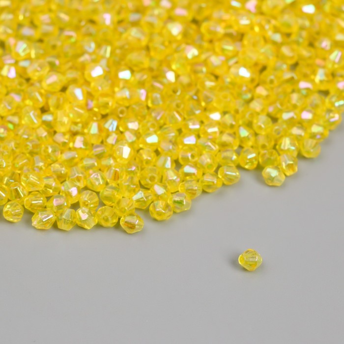 Бусины для творчества пластик "Ромб-кристалл голография жёлтый" набор 20 гр 0,4х0,4 см - Фото 1