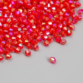 Бусины для творчества пластик "Ромб-кристалл голография красный" набор 20 гр 0,4х0,4 см