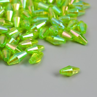 Бусины для творчества пластик "Ромб-кристалл голография зелень" набор 20 гр 0,6х0,6х1,2 см