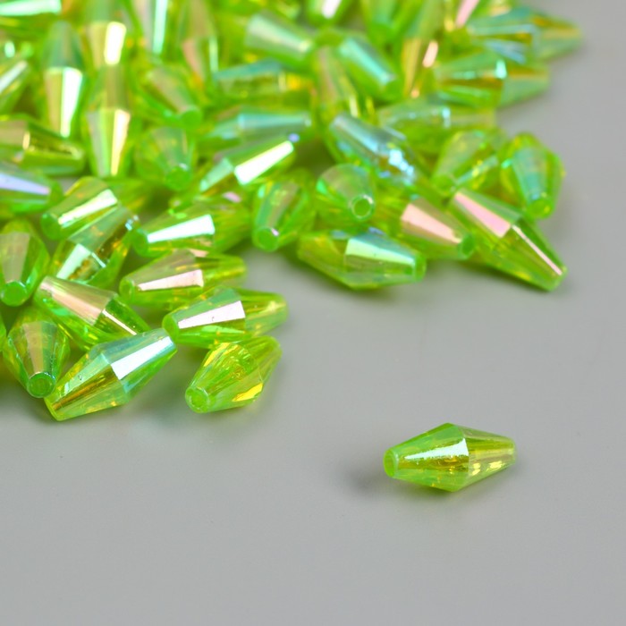 Бусины для творчества пластик "Ромб-кристалл голография зелень" набор 20 гр 0,6х0,6х1,2 см - Фото 1