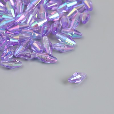 Бусины для творчества пластик "Ромб-кристалл голография сирень" набор 20 гр 0,6х0,6х1,2 см