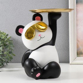 Сувенир полистоун "Панда с золотой подставкой" 22,5х17х25,2 см