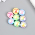 Бусина пластик «Плоский шарик. Зайчик», глянец перламутр, 1.7×1.7 см, МИКС - Фото 2