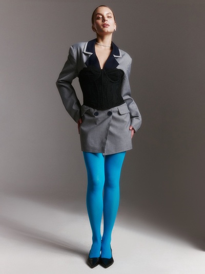 Пиджак женский с контрастным воротником MINAKU: Casual Collection, серый, размер 50