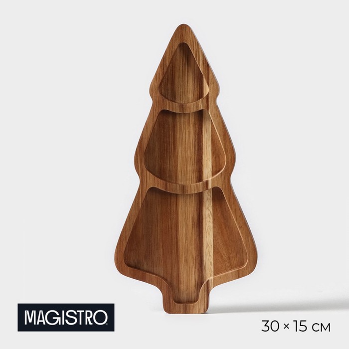 Менажница Magistro «Ёлочка», 30×15×1,8 см, акация - Фото 1